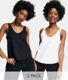 Asos Design Ultimate Organic Cotton Scoop Neck Tank In 2 Pack Save-multi