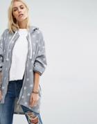 Billabong Oversized Zip Hoodie With Star Print - Gray