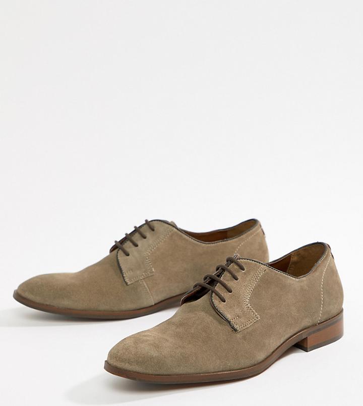 Dune Wide Fit Lace Up Suede Shoes In Beige Suede - Beige