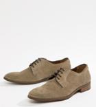 Dune Wide Fit Lace Up Suede Shoes In Beige Suede - Beige