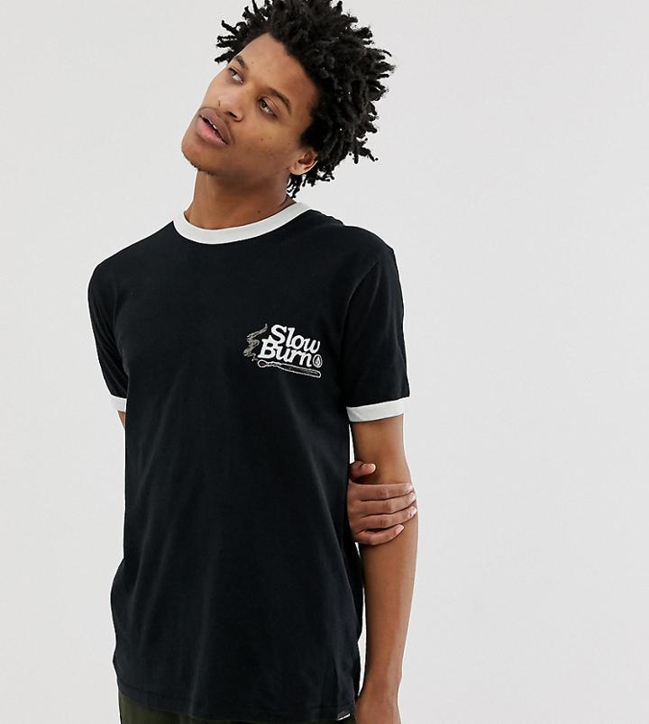 Volcom Trim T Shirt In Black - White