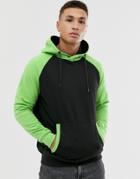 Soul Star Contrast Hoodie In Lime And Black