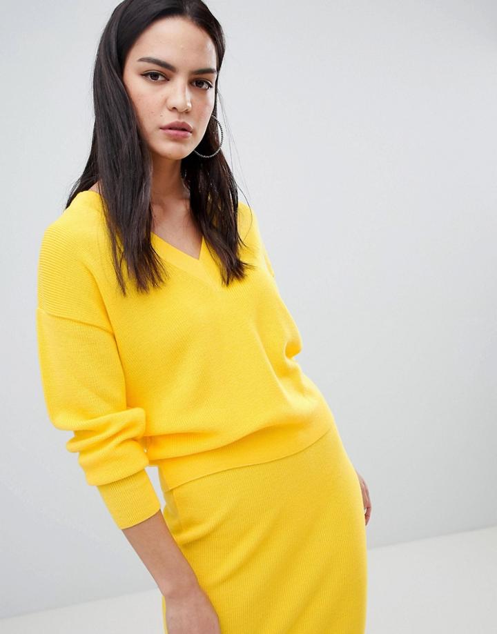 Asos Design Two-piece Sweater With V Neck - Yellow