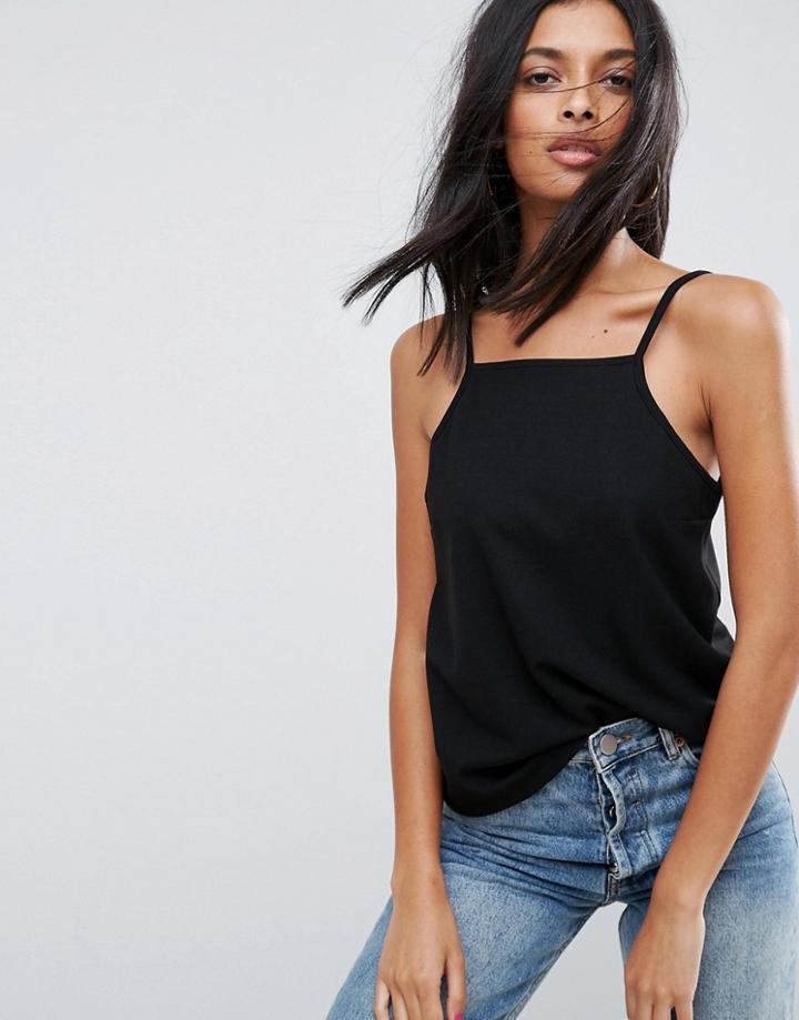 Asos Cami Top In Ponte - Black