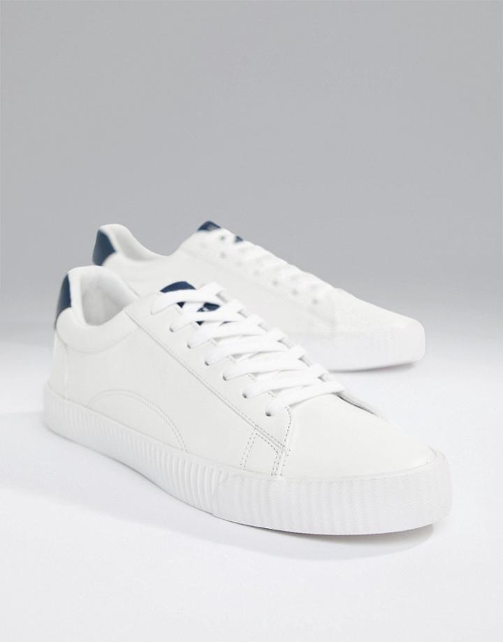 Bershka Sneaker In White With Slogan - White