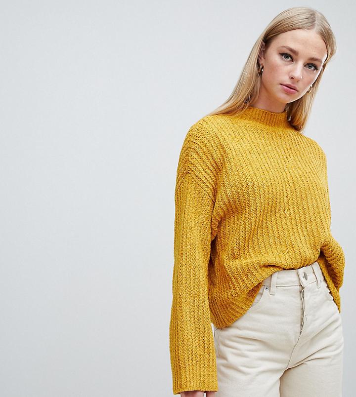New Look Chenille Wide Sleeve Sweater In Mustard