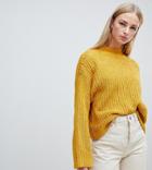 New Look Chenille Wide Sleeve Sweater In Mustard