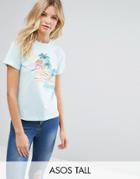 Asos Tall T-shirt With Postcard Print - Blue