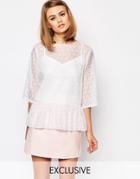 Reclaimed Vintage X Liquid Lunch Smock Top With Peplum Hem (slip Lining) - White