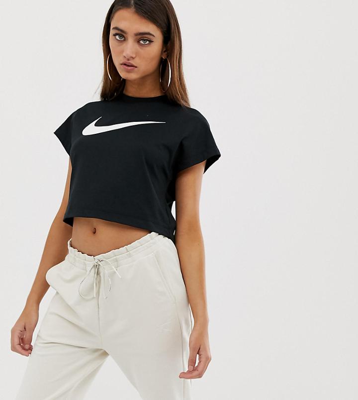 Nike Black Swoosh Crop T-shirt