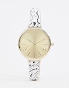Asos Design Watch With Abstract Face Print In White