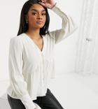 Y.a.s Petite Blouse With V-neck In Cream-white