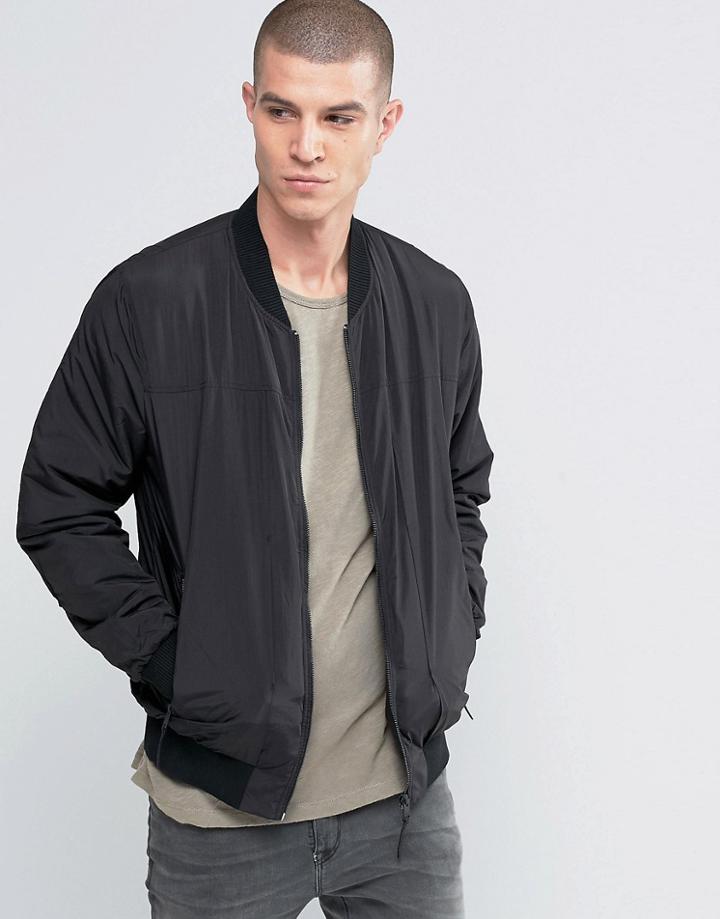 Selected Homme Nylon Padded Bomber - Black