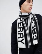 Fred Perry Logo Scarf In Black - Black