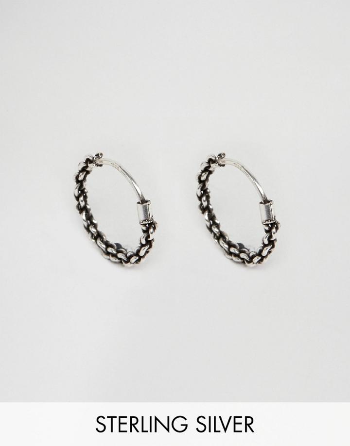 Reclaimed Vintage Chain 14mm Hoop Earrings In Sterling Silver - Silver