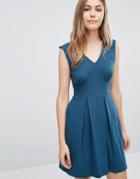 Closet Textured Pleat Dress - Blue