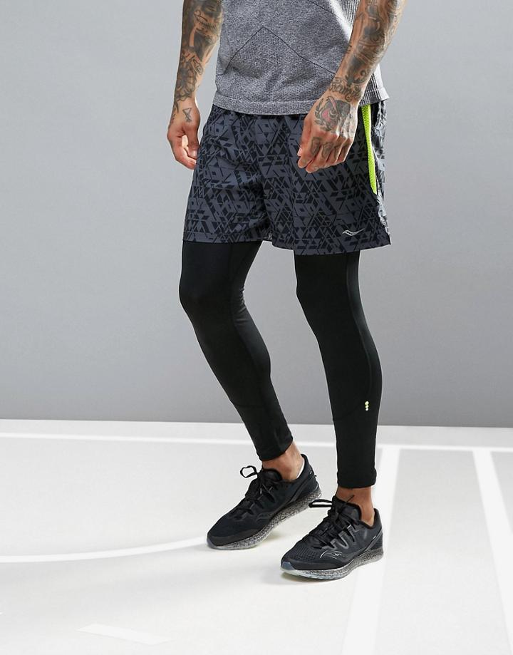 Saucony Running Throttle Printed Shorts In Gray Sa81279-crbp - Gray
