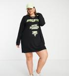 Missguided Plus Racing Graphic Mini T-shirt Dress In Black
