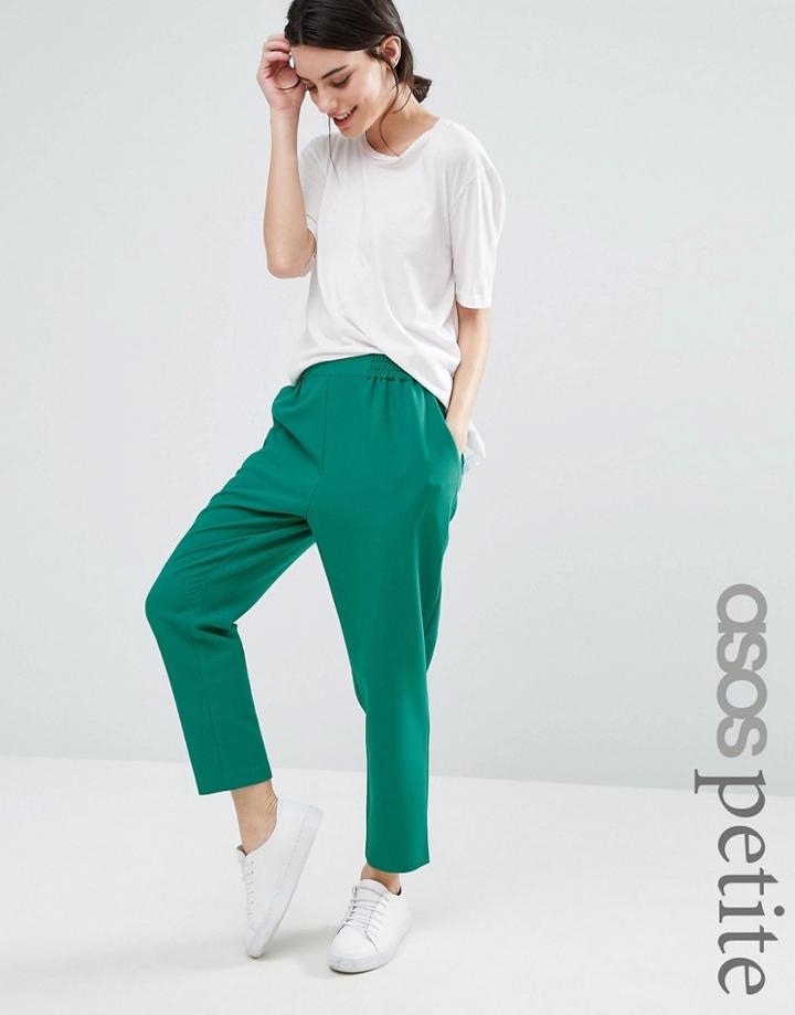 Asos Petite Woven Peg Pull On Pants - Green