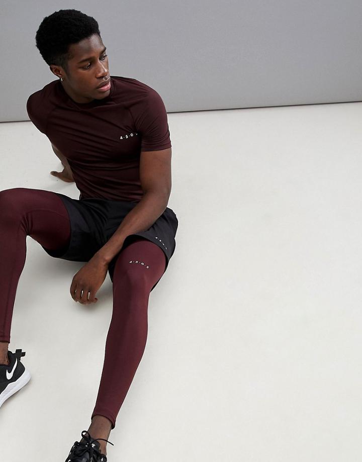 Asos 4505 Running Tights In Burgundy - Red