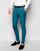 Asos Super Skinny Suit Pants In Turquoise - Turquoise