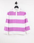 Monki Organic Cotton Rugby Polo Top In Pink