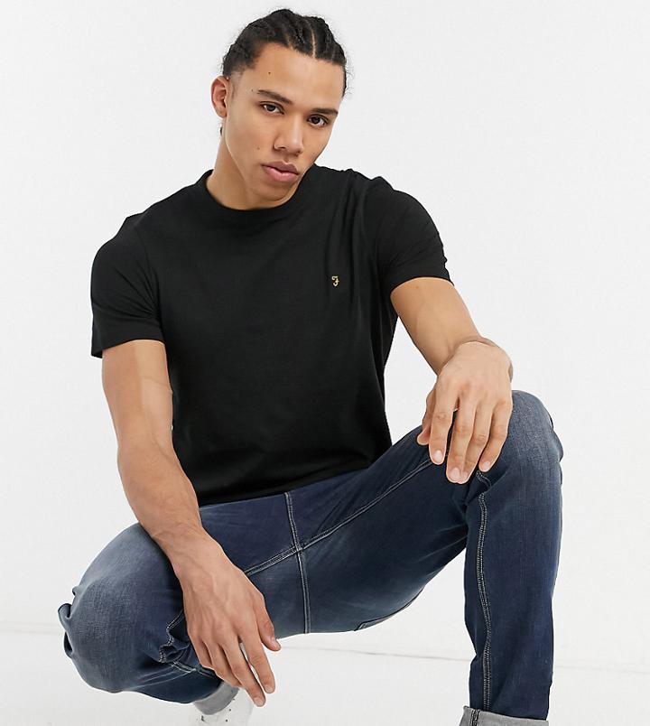 Farah Danny Tall Organic Cotton T-shirt In Black