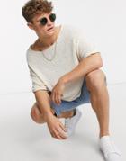 Asos Design Oversized Textured T-shirt In Off White-neutral