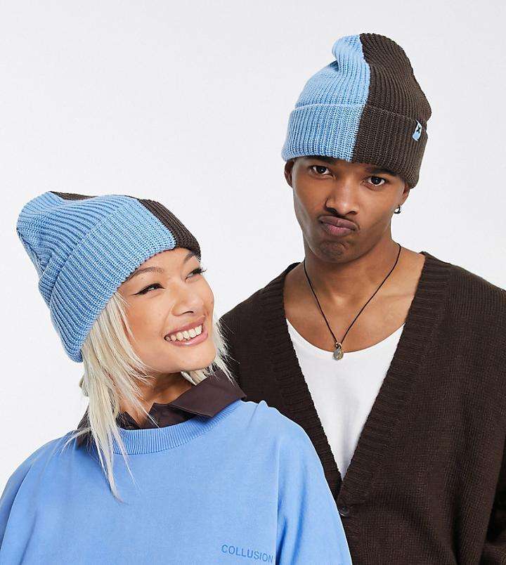 Collusion Unisex Half & Half Beanie-multi