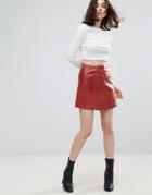 Muubaa Kalu Zip Front Leather Skirt - Red