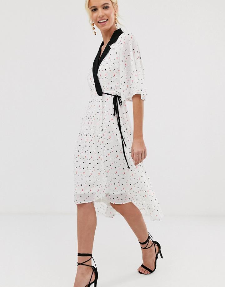 Unique21 Mixed Heart Print Tailored Wrap Dress - White