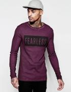 Asos Extreme Muscle Long Sleeve T-shirt With Oil Wash And Typo Print - Red