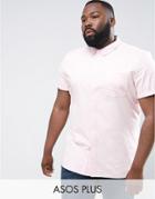 Asos Plus Casual Slim Oxford Shirt With Stretch In Pale Pink - Pink