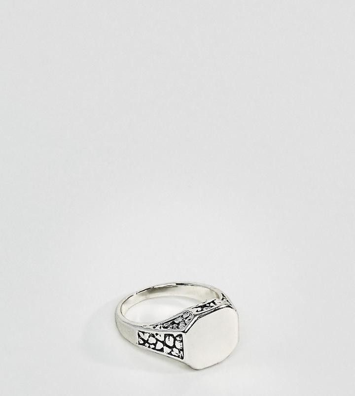 Designb Burnished Silver Signet Pinkie Ring Exclusive To Asos