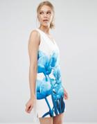 Ted Baker Jamina Tunic Dress In Blue Beauty Print - White