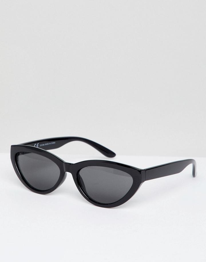 Weekday Oval Cateye Sunglasses In Black - Black