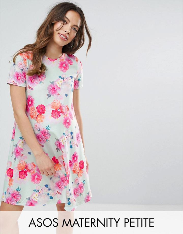 Asos Maternity Petite Photographic Floral Swing Dress - Multi