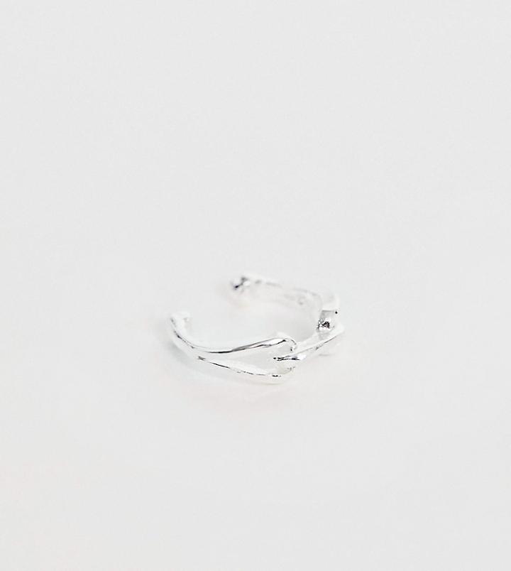 Asos Design Sterling Silver Bar Linked Ear Cuff