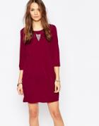 Vero Moda 3/4 Sleeve T-shirt Dress - Beet Red