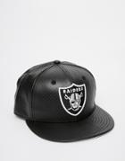 New Era 59fifty Leather Oakland Raiders Fitted Cap - Black