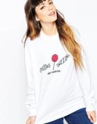 Asos Boyfriend Sweat With Hey Sweetie Print - White