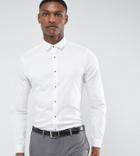 Asos Tall Slim Fit Sateen Shirt With Ruby Stud - White