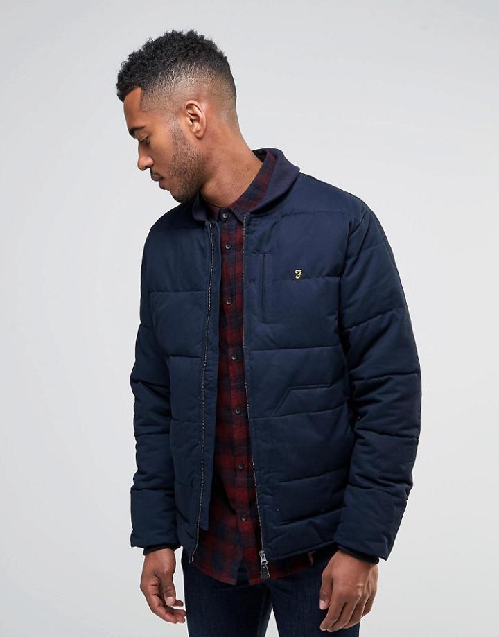 Farah Zip Thru Puffa Jacket - Navy
