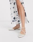 Asos Design Lifetime Pointed Ballet Flats In Ivory-white