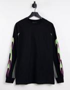 Asos Design Oversized Long Sleeve T-shirt In Black Color Block With Sleeve Print