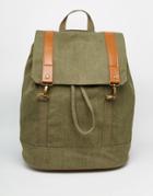 Asos Backpack In Khaki With Contrast Straps - Khaki