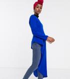 Verona Long Sleeve Top With Maxi Asymmetric Hem-blue