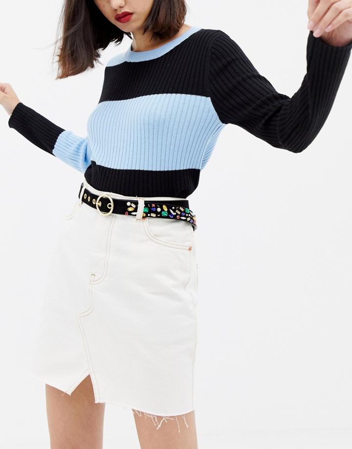 Stradivarius Embellished Belt - Black