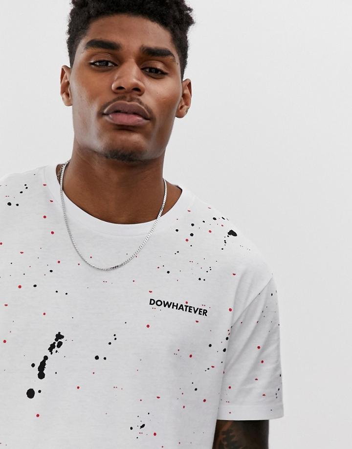 Bershka Join Life T-shirt With Splatter Print In White - White