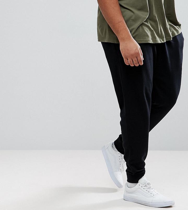 Asos Plus Tapered Joggers In Black - Black